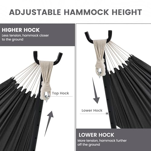 Lazy Daze Portable Hammock with Stand (Black Frame- Deep Gray)