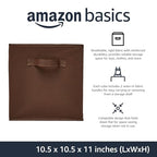 Collapsible Fabric Storage Bins with Handles (Brown / 10.5"x10.5"x11")