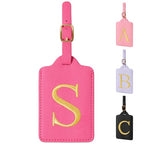 Personalized Initial Luggage Tags for Suitcase (Rose Leather,glod Letter / S)