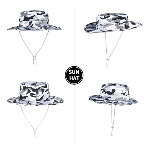 Sun Hats for Men Women Safari Hat Foldable Fishing Hat UPF 50+ Bucket Hat (1pack-grey Camo)