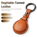 Genuine Leather Keychain Holder Case for Apple AirTag ((1 Pack)Brown)