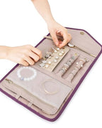 Travel Jewelry Organizer Roll Foldable Jewelry Case (Medium / Purple)