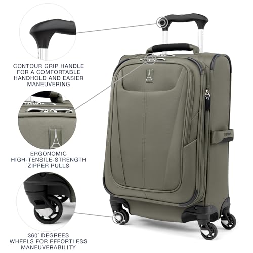Maxlite 5 Softside 2pc Set Expandable Carry On Luggage with 4 Spinner Wheels (2-Piece Set (21/Tote) / Slate Green)
