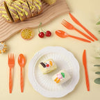 360 Pieces Fall Thanksgiving Plastic Cutlery Set (Orange)