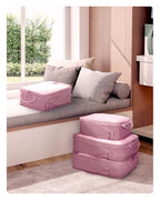 4 Set Compression Packing Cubes for Travel Essentials (Dusty Rose-Compress)