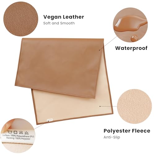 Faux Leather Waterproof Baby Changing Mat 2 Pack (Blush,Beige / Large)