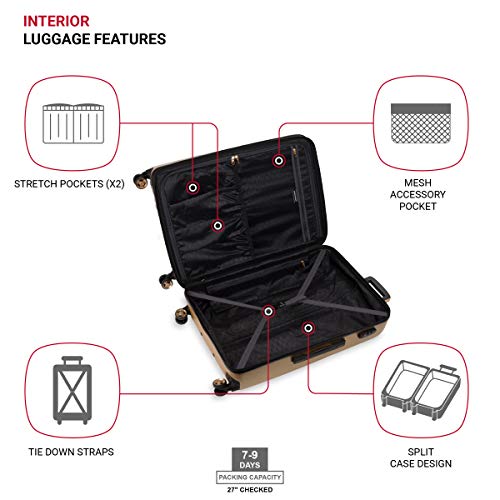 7272 Energie Expandable Hardside Luggage with Spinner Wheels and TSA Lock (Checked-Large 27-Inch / Gold)