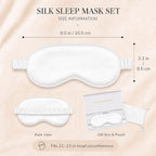 Silk Sleep Mask Light Blocking Luxury 100% Mulberry 19mm Silk Eye Mask Eye Cover Blindfold Ultra Soft Light & Comfy Anti Aging Skin Care with Travel Bag Gift Package (White)