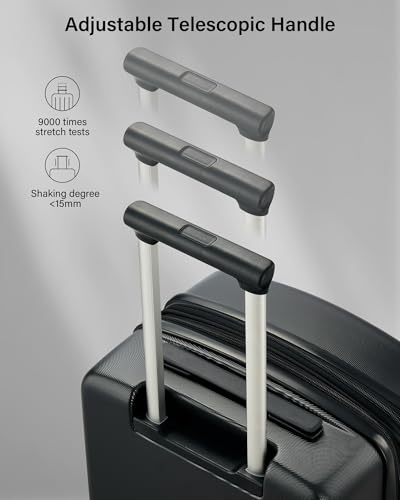 Checked Luggage 24 Inch Expandable Medium Suitcase with Wheels (Jet Black / 24 Inch EXT)