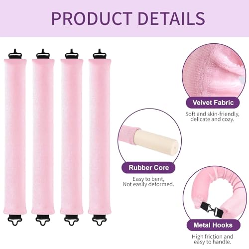 Heatless Curls Overnight Hair Curlers (Pink(Pack of 4))