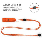 Emergency Whistles with Lanyard Safety Whistle Survival Shrill Loud Blast for Kayak Life Vest Jacket Boating Fishing Boat Camping Hiking Hunting Rescue Signaling Kids Lifeguard Plastic 2 Pack (Orange)