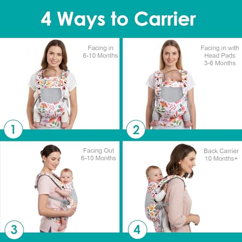 Baby Carrier Breathable Infant Carriers for 7 (Floral)