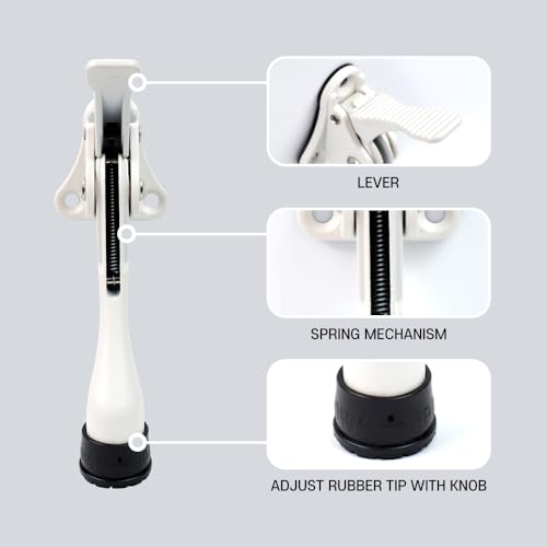 4 Stoppers 4 in White Kickdown Door Stopper for Bottom of Door (White / 4 INCH X 4 PACK)