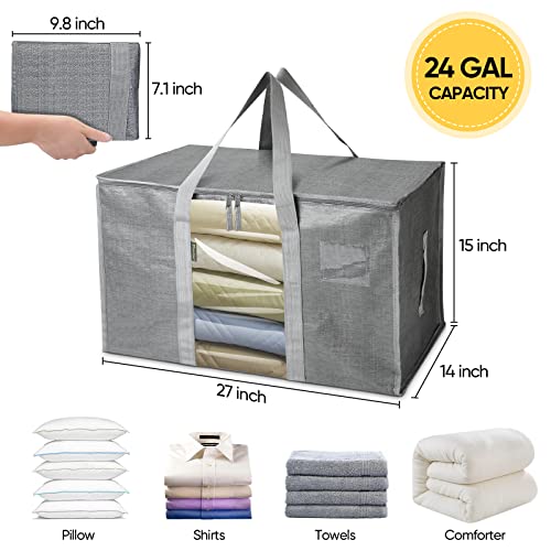 2 Pack Oversized Moving Bags with Reinforced Handles (2-Pack / Grey-window)