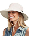 Sun Hats for Women Ponytail Wide Brim Summer Packable Cowboy Hat (One Size / Beige)
