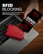 Jenoss Smart AirTag Wallet for Men & Women (Red & Black Jarvis New ( Airtag ))