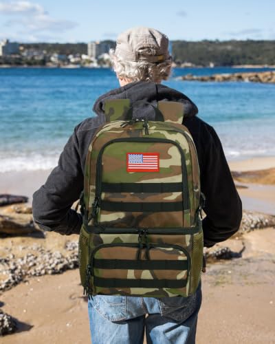 Tactical Double Deck Cooler Backpack for Men (Camo Green / Large)