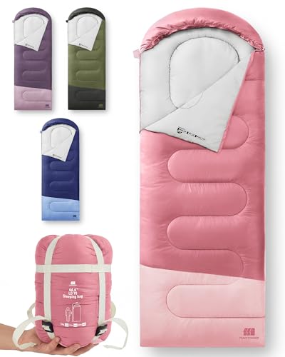 Warm Weather Lightweight Sleeping Bag for Adults (1.6lb-Peach Pink‌)