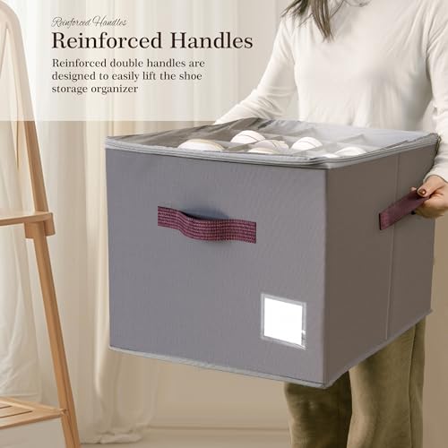 Shoe Organizer for Closet (Gray / 3 Pack)