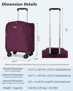 16 Inch Underseat Mini Carry On Luggage with Spinner Wheels (Underseat 16-Inch / Purple)