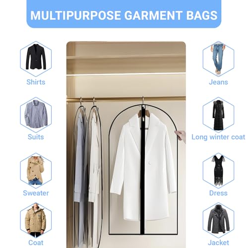 All Clear Garment Bags for Hanging Clothes (Black / 24''X40'')
