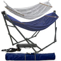 Combo x2 Hammocks with Stand for Outside & Tree Straps (Combo - Aegean)
