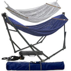 Combo x2 Hammocks with Stand for Outside & Tree Straps (Combo - Aegean)