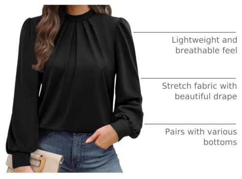 Long Sleeve Shirts for Women Business Casual Tops Blouses Dressy Casual Womens Early Fall Fashion Clothing Outfits for Teachers Ladies Fall Outfits 2026 Clothes Trendy Must Haves Black XL (03 - Black / X-Large)