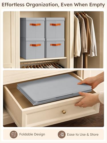 Storage Bins with Lids (Grey / L(4-Pack))