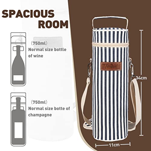 Single Wine Bottle Cooler Bag Carrier (Blue Stripe)