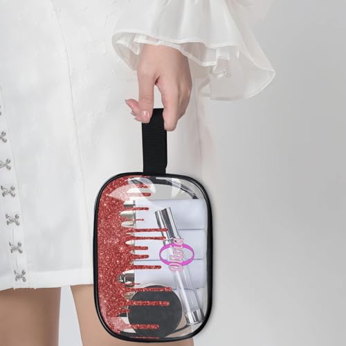 Personalized Travel Cosmetic Bag Waterproof Makeup Bags (Red A)