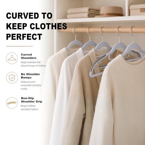 50 Pack Plastic Clothes Hangers (Gray / Grey-50pack)