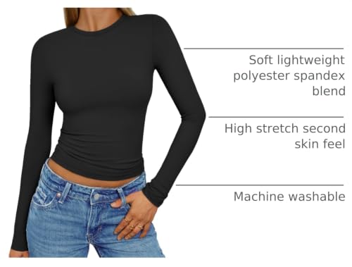Womens Long Sleeve Shirts Basic Compression Tops Black XS (X-Small / Black)