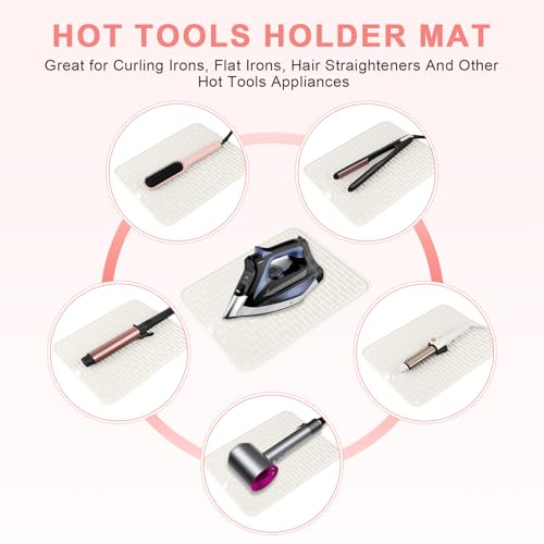 Oversize Silicone Heat Resistant Mat for Hair Tools (Ivory)