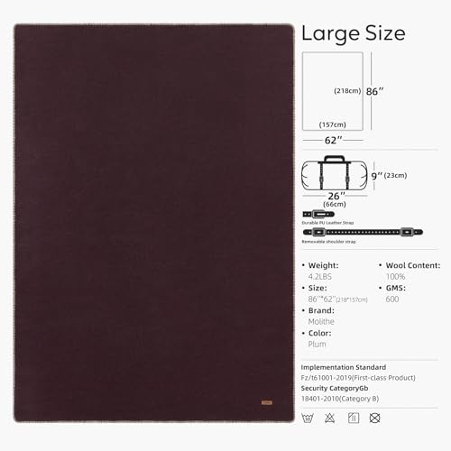 100% Wool Blanket (Plum / Large)