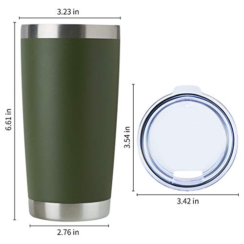 20oz Stainless Steel Tumbler Bulk with Lid (1 Count (Pack of 1) / Army Green)