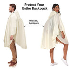Rain Poncho for Adults with Zipper (One Size / Beige)