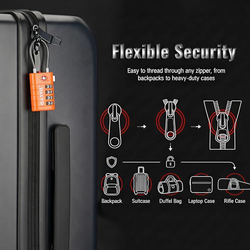 TSA Approved Luggage Locks with Search Alert Indicator (Orange)