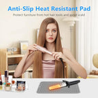 Heat Resistant Mat Oversize Curling Iron Mat Silicone Hot Hair Tools Mat for Hair Straightener (Gray)