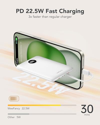 Mini Portable Charger with Built (White)