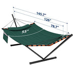 12FT 2 Person Hammock with Stand V (Dark Green)