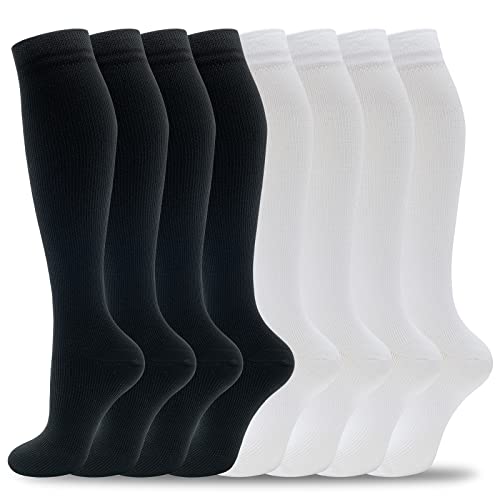 8 Pairs Compression Socks for Men & Women 20 (Large-X-Large / 05-8 pairs-black/white2-NEW)
