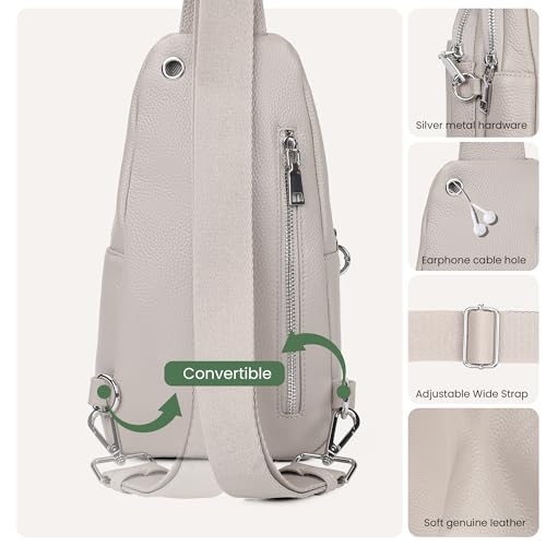 Genuine Leather Small Crossbody Bags for Women Anti (Beige Grey)