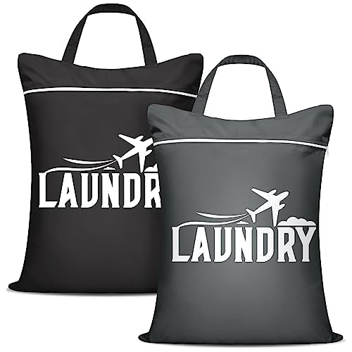 2 Pcs Large Travel Laundry Bags (Black+Grey)