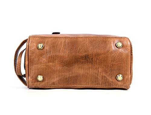 10" Premium Leather Toiletry Travel Pouch With Waterproof Lining (Cerulean)