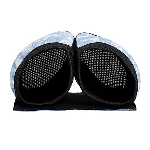 Luggage Travel Cup Holder Free Hand Drink Carrier (Hook & Loop: Blue Floral)
