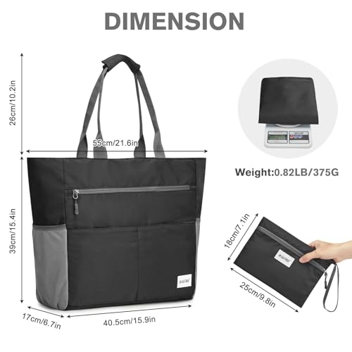 Beach Bag Waterproof Sandproof Large Capacity Foldable for Women (50L / Black)