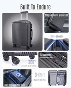 3 Piece Luggage Sets With Spinner Wheels Hardshell TSA Lock (Glacier Gray / 3-Piece Set - 20"/24"/28")