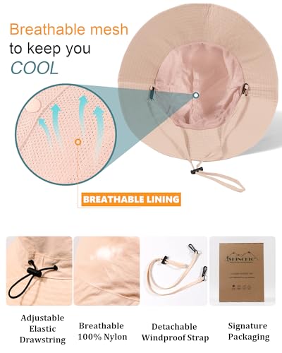 Water Resistant UPF 50+ Sun Bucket Hat Packable Brimmed for Women Men (One Size / Dusty Rose)