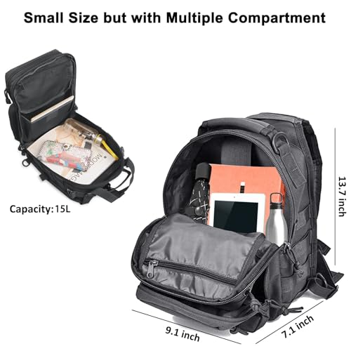 Tactical Sling Bag Pack Military Assault Rucksack Shoulder Bag Backpack Chest Pack Handbag Waterproof for Travel Hiking Camping Trekking Exploring Fishing Hunting (Pythons Grain Black)